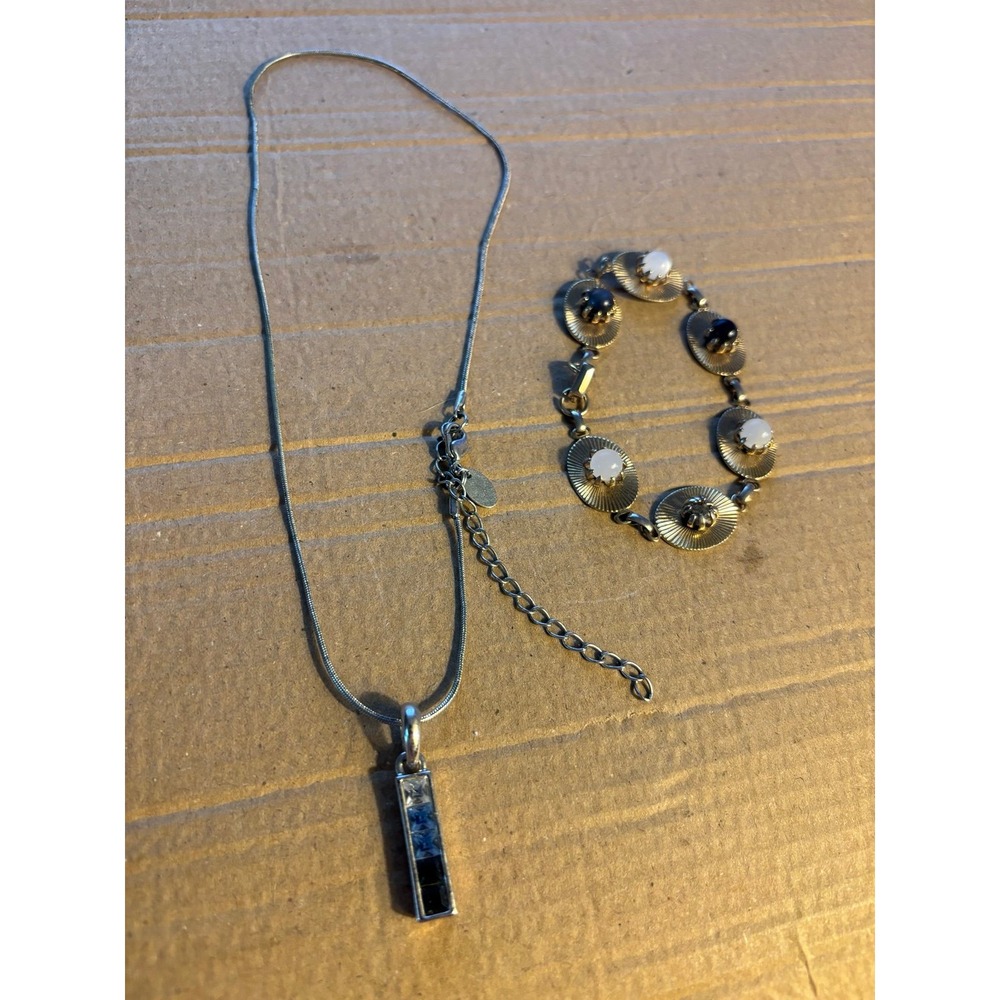 Woman's Vintage Mosaic Bracelet and Necklace Set